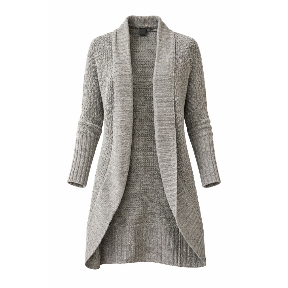 Quinn‎ Open Front Cardigan Womens Medium Gray Chunky Knit Long Sleeve Cozy